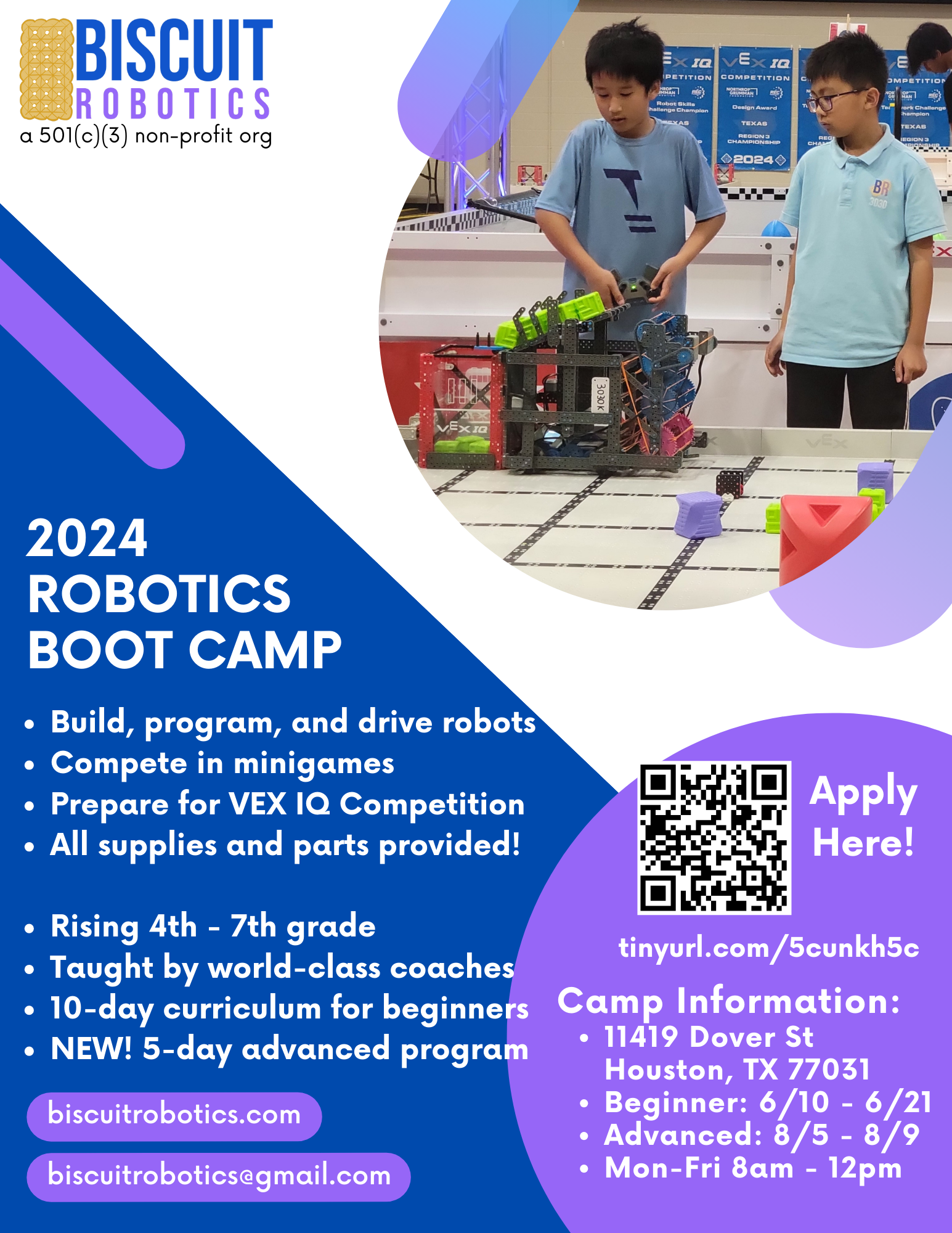 Biscuit Robotics VEX IQ Beginner Camp